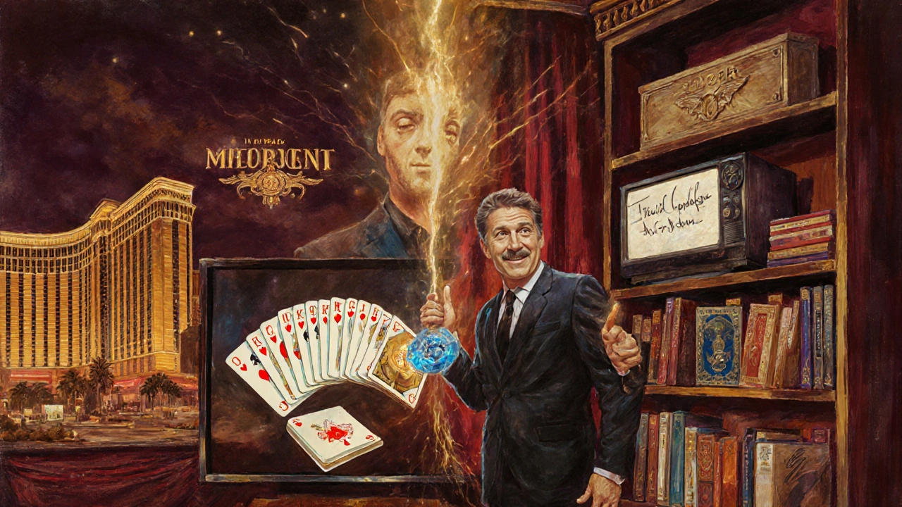 Ilustración del imperio de David Copperfield: su teatro, programas de TV y productos vendidos en todo el mundo.