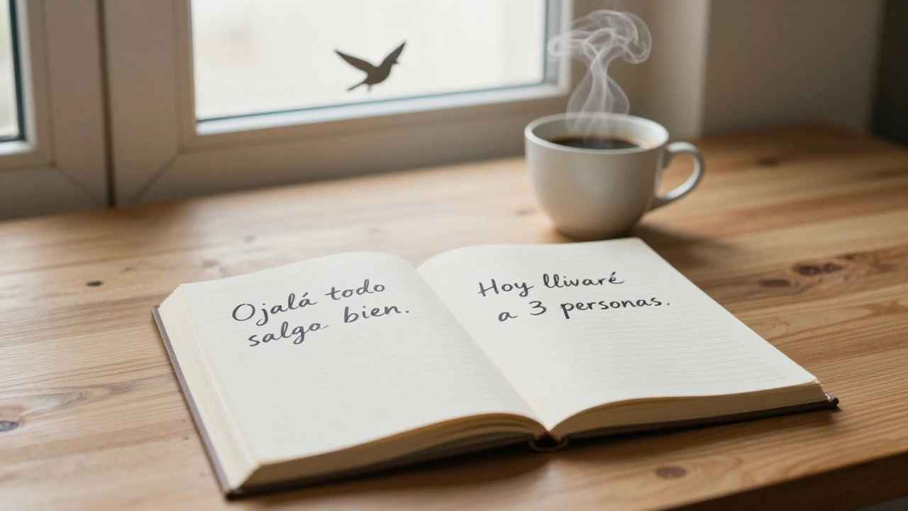 Cuaderno abierto con notas que muestran el cambio de pensamiento mágico a acción concreta.