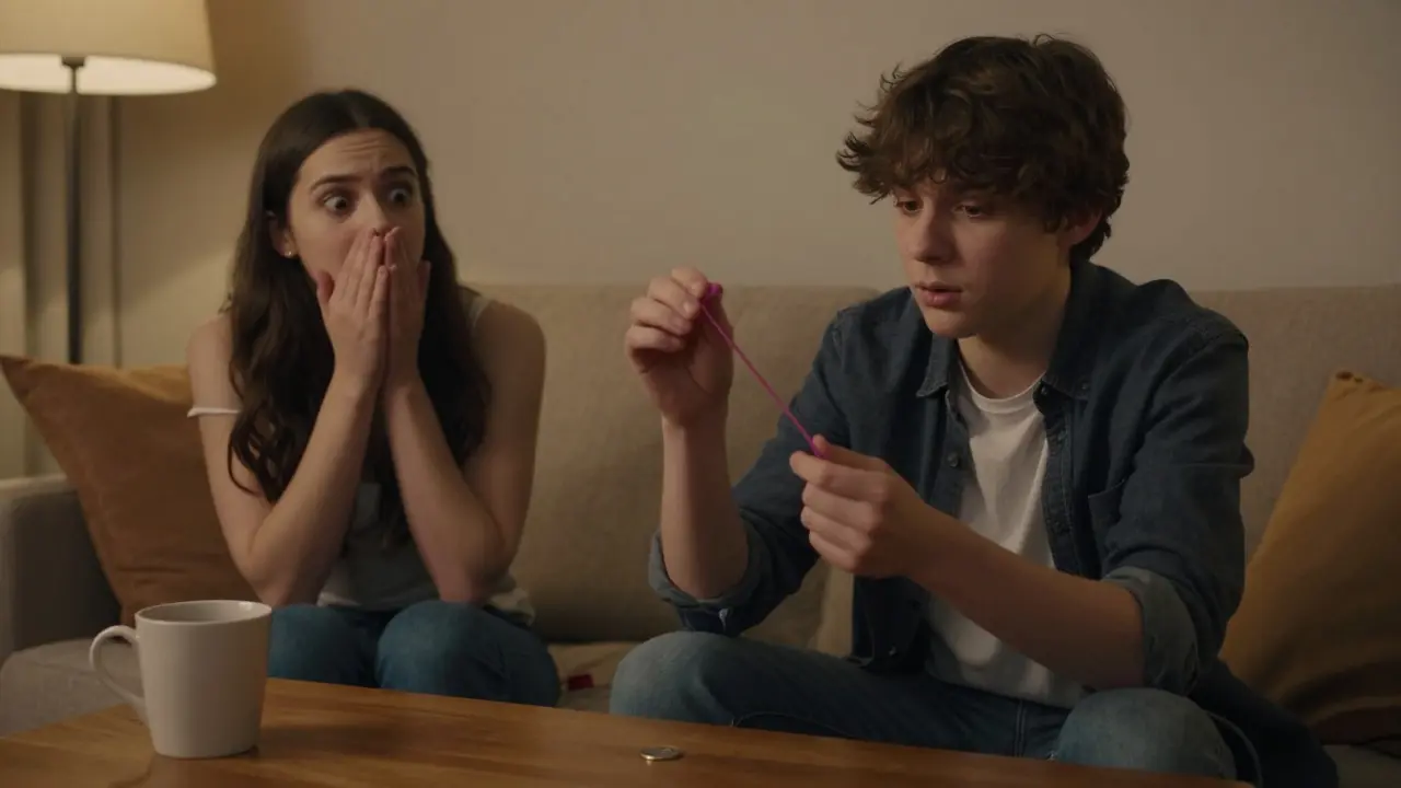 Persona tímida haciendo un truco con una goma elástica para un amigo en silencio.